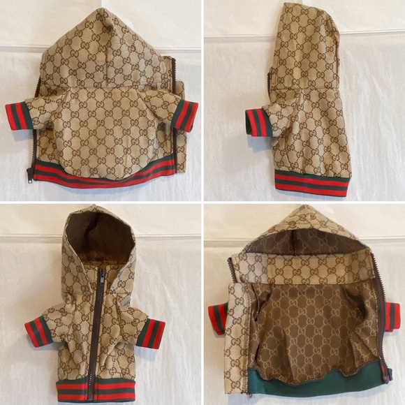 BNIP GUCCI POOCHI GG Monogram Hoodie Pet Jacket - Picture 2 of 8